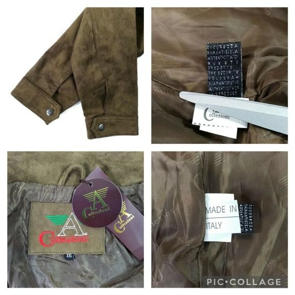 A Collezioni Brown Faux Suede Fully Lined Zip Front Jacket Mens XXL NWT - Picture 13 of 14